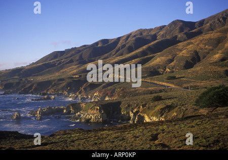 USA, California,  Highway 1 , south of Carmel. Pacific Ocean Beach. Stock Photo