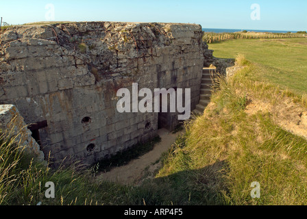 German bunker at the top of La Pointe du Hoc Stock Photo