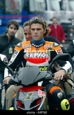 Fonsi Nieto, 250cc Moto Grand prix motorcycle rider in the paddock before racing Stock Photo
