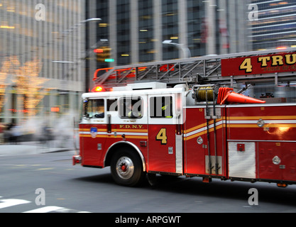Fire engine Fire Department City of New York in full activity New York USA Stock Photo