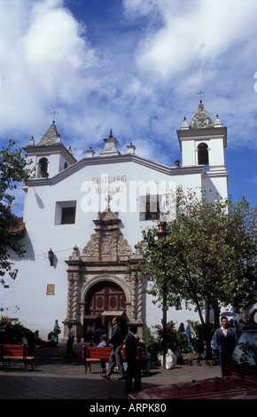 Church Santuario Mariano near the flower market in the town of Cuenca in Ecuador Stock Photo