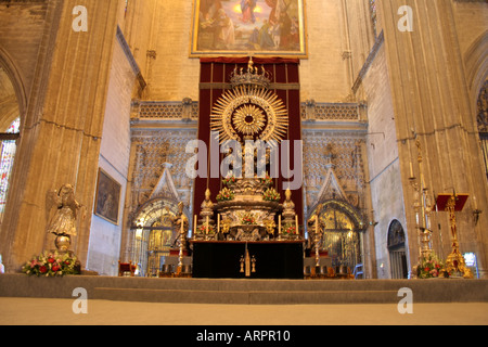 Side Altar Capilla de los Evangelistas Cathedral Giralda of St Mary Seville  Andalusia Spain Stock Photo