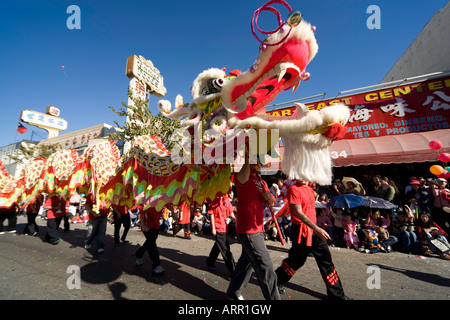 Los Angeles Chinatown Feb 9th 2008 Parade participants in the Chinese New Year parade celebrating Year of the Rat Stock Photo