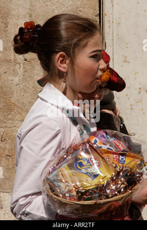 Israel Jerusalem Purim holiday at the Ultra Orthodox Me a She arim quarter Stock Photo