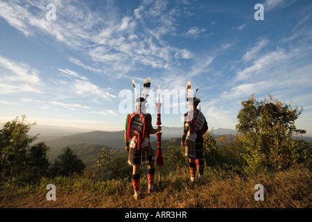 Angami tribal warriors, Nagaland, India Stock Photo