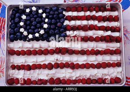 An American flag cake on the 4th of July Independence Day for America Snohomish county, Washington State USA Stock Photo