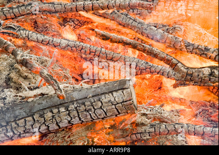 a forest fire near Egremont, Cumbria, UK Stock Photo