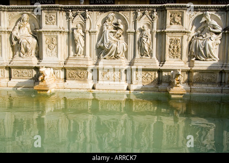 Siena Tuscany Italy ancient walled Gothic city The Fonte Gaia Stock Photo