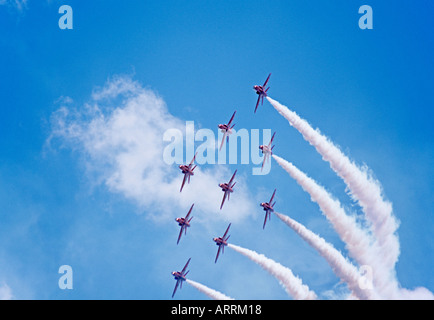 Red Arrows display team at Dawlish Airshow South Devon Stock Photo