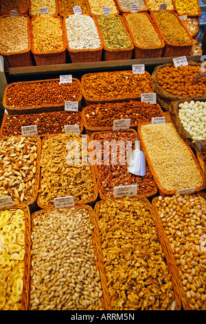 Dried fruits La Boqueria Market Barcelona Catalonia Spain Stock Photo
