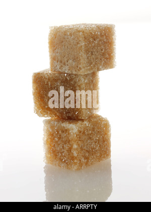 Brown Demerara Sugar cubes Stock Photo