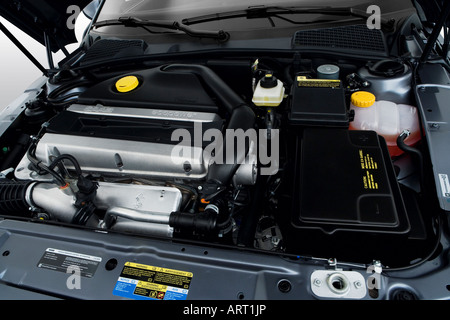 2008 Saab 9-5 Sport Combi in Gray - Engine Stock Photo