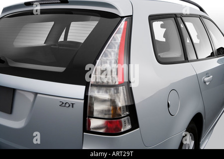 2008 Saab 9-3 Sport Combi in Silver - Tail light Stock Photo
