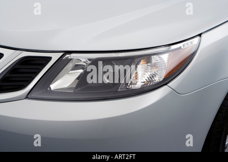 2008 Saab 9-3 Sport Combi in Silver - Headlight Stock Photo