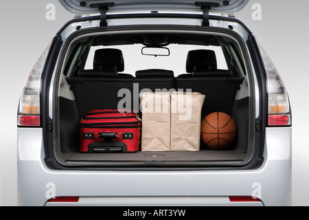 2008 Saab 9-3 Sport Combi in Silver - Trunk Props Stock Photo