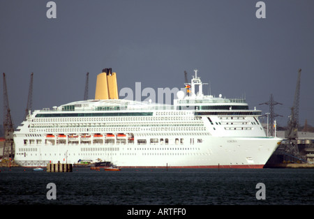 P and O PO Cruise ship Aurora in dock on Southampton Water Hampshire southern England UK Stock Photo