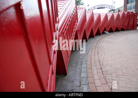 Fallen telephone booths sculpture in kingston upon thames, surrey Stock Photo