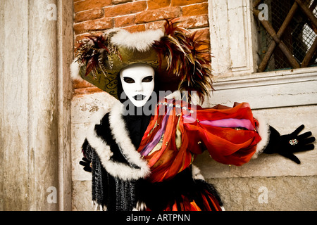 Portrait of a person dressed in Carnival costume and mask Venice Carnival Veneto Italy Stock Photo