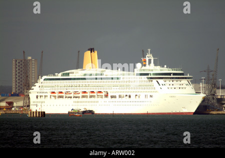 P and O PO Cruise ship Aurora in dock on Southampton Water Hampshire southern England UK Stock Photo