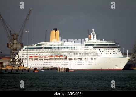 P and O P&O Cruise ship Aurora in dock on Southampton Water Hampshire southern England UK Stock Photo