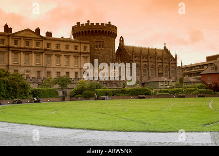 State apartments, Norman Tower and Chapel Royal at Dublin Castle. Dublin, County Dublin, Ireland. Stock Photo