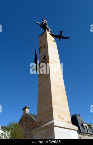 Obelisk and bronze unicorn Mercat Cross Eastgate Shopping Centre Inverness Scotland Falcon square Stock Photo