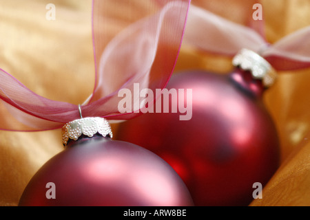 Red Christmas ornament with a silky background and a softly diffused look Stock Photo