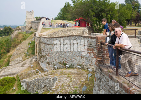 Visitors on the walls of the fortress Kalemegdan in Belgrade / Serbia Stock Photo