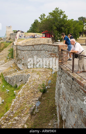 Visitors on the walls of the fortress Kalemegdan in Belgrade / Serbia Stock Photo
