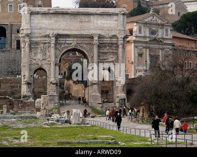 The Forum Romanum is the main historic site of the Roman empire and attracts many tourists all year round Rome Lazio Italy Stock Photo