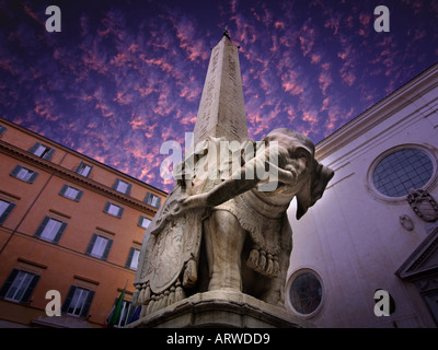 Bernini designed this elephant to carry the obelisk of the Santa Maria Sopra Minerva on Piazza della Minerva Rome Stock Photo