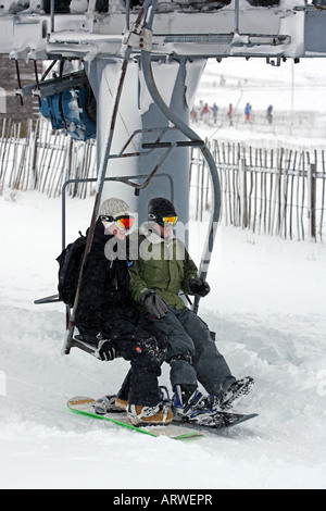 Chairlift at Glenshee ski centre near Braemar, Aberdeenshire, Scotland, UK Stock Photo