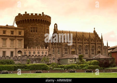 State apartments, Norman Tower and Chapel Royal at Dublin Castle. Dublin, County Dublin, Ireland. Stock Photo