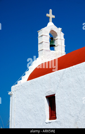 Churches and chapels in Hora or Mykonos town on the Greek Island of Mykonos Greece Stock Photo