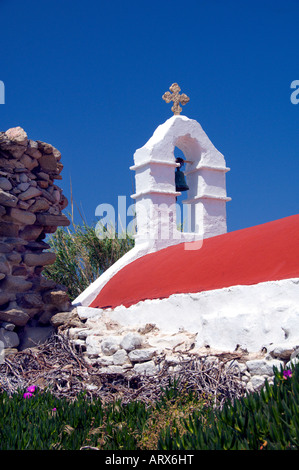 Churches and chapels in Hora or Mykonos town on the Greek Island of Mykonos Greece Stock Photo