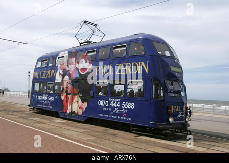 double decker bus tram Blackpool England UK Stock Photo