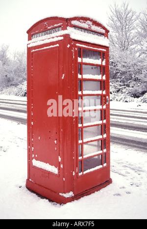 Essex snow around phone box Stock Photo