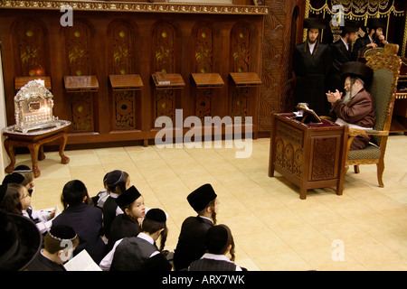 Israel Bnei Brak Hanukkah at the Premishlan congregation Stock Photo