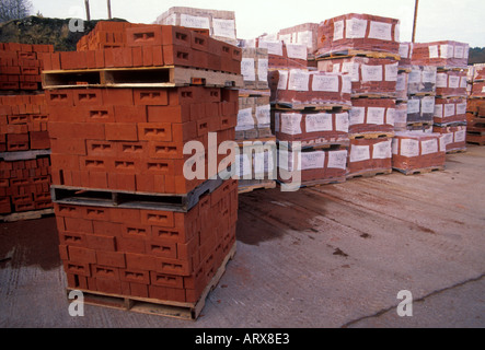 A stack of Bricks which have been  made by hand in a traditional way from local clay in the Forest of Dean Gloucestershire Stock Photo