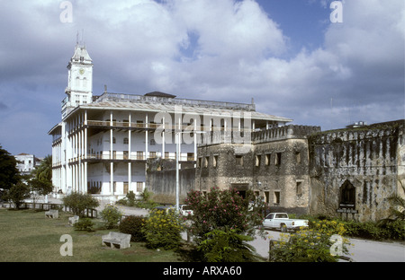 The House of Wonders or Beit el Ajaib and the Old Arab Fort in the stone town Zanzibar Tanzania East Africa Stock Photo