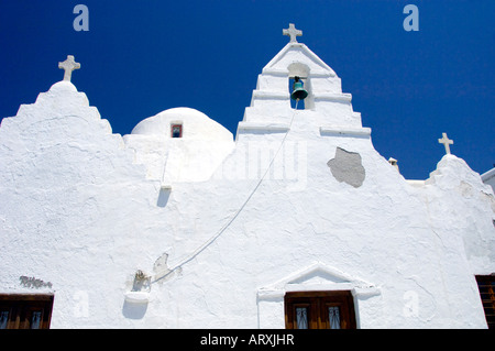 Churches and chapels in Hora or Mykonos town on the Greek Island of Mykonos Greece Stock Photo