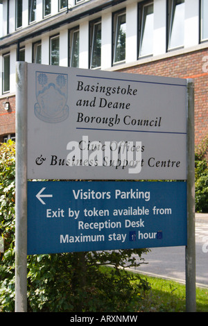 Information sign outside Council Offices London Road Basingstoke Hampshire Stock Photo