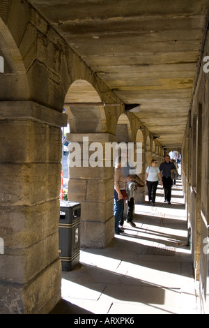 Arcaded walk beside market halls of Alnwick in Northumberland UK Stock Photo