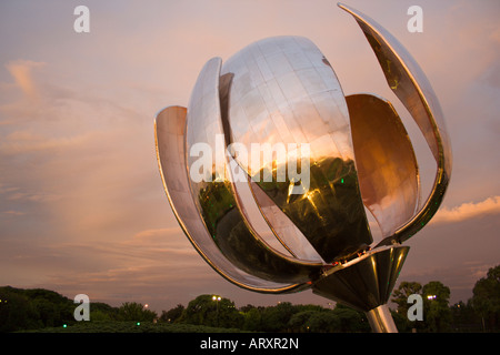 Floralis Generica at sunset , Buenos Aires , Argentina Stock Photo