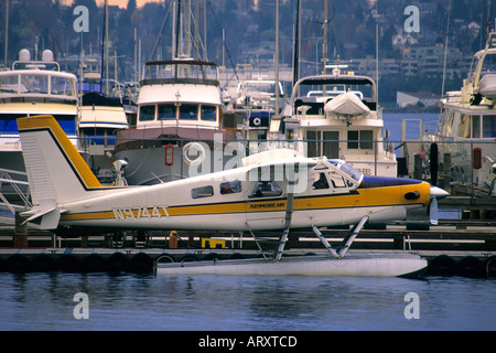 Float plane on Lake Union, Seattle, Washington State Stock Photo