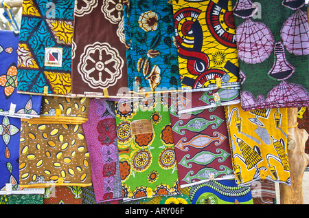 Fabric for sale, Kila market, near Rhumsiki, Cameroon Stock Photo