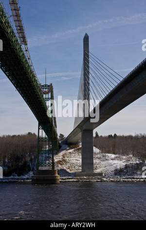 Penobscot Narrows Bridge, Bucksport Maine Stock Photo