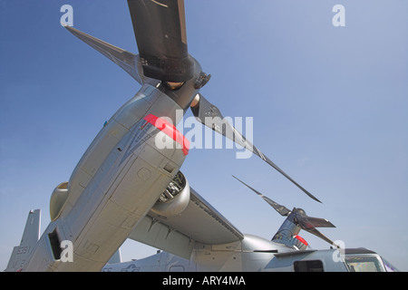 Aircraft V-22 Osprey VTOL hover mode on ground prior to doing vertical ...