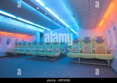 Passenger Cabin of the Airbus A380 Stock Photo