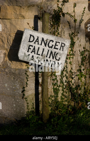 Danger Falling Masonry sign Stock Photo - Alamy